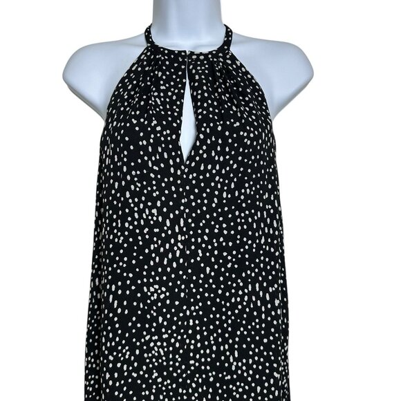 A.L.C. Women’s Sz 2 Sleeveless Black White Polka Dot Shift Lined Dress 100% Silk - Picture 3 of 13